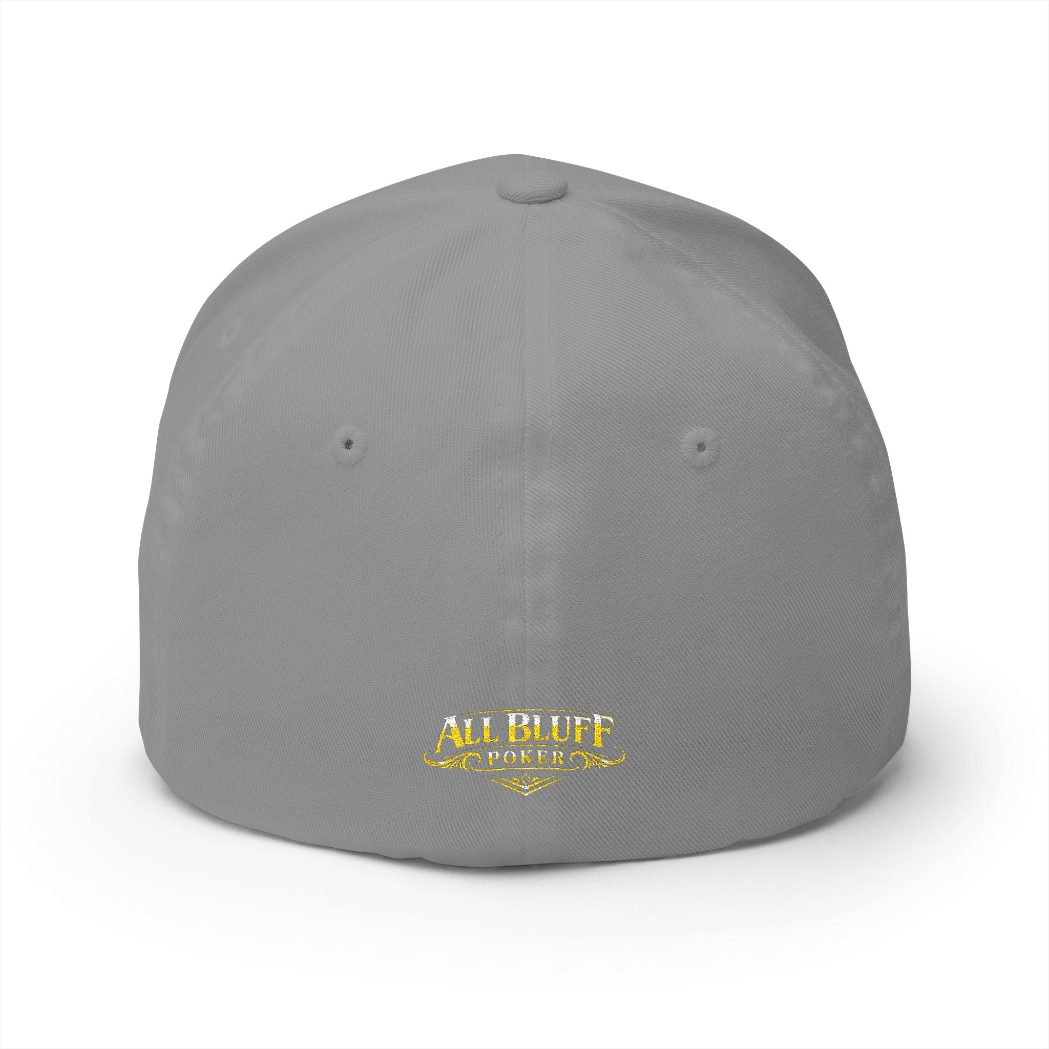 All Bluff Poker Fitted Cap in Grey – Back View | All Bluff Poker