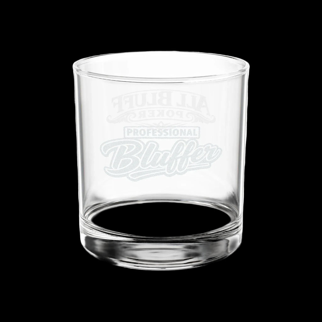 Professional Bluffer script etched lowball whiskey glass — poker gift for him ← paste into image field