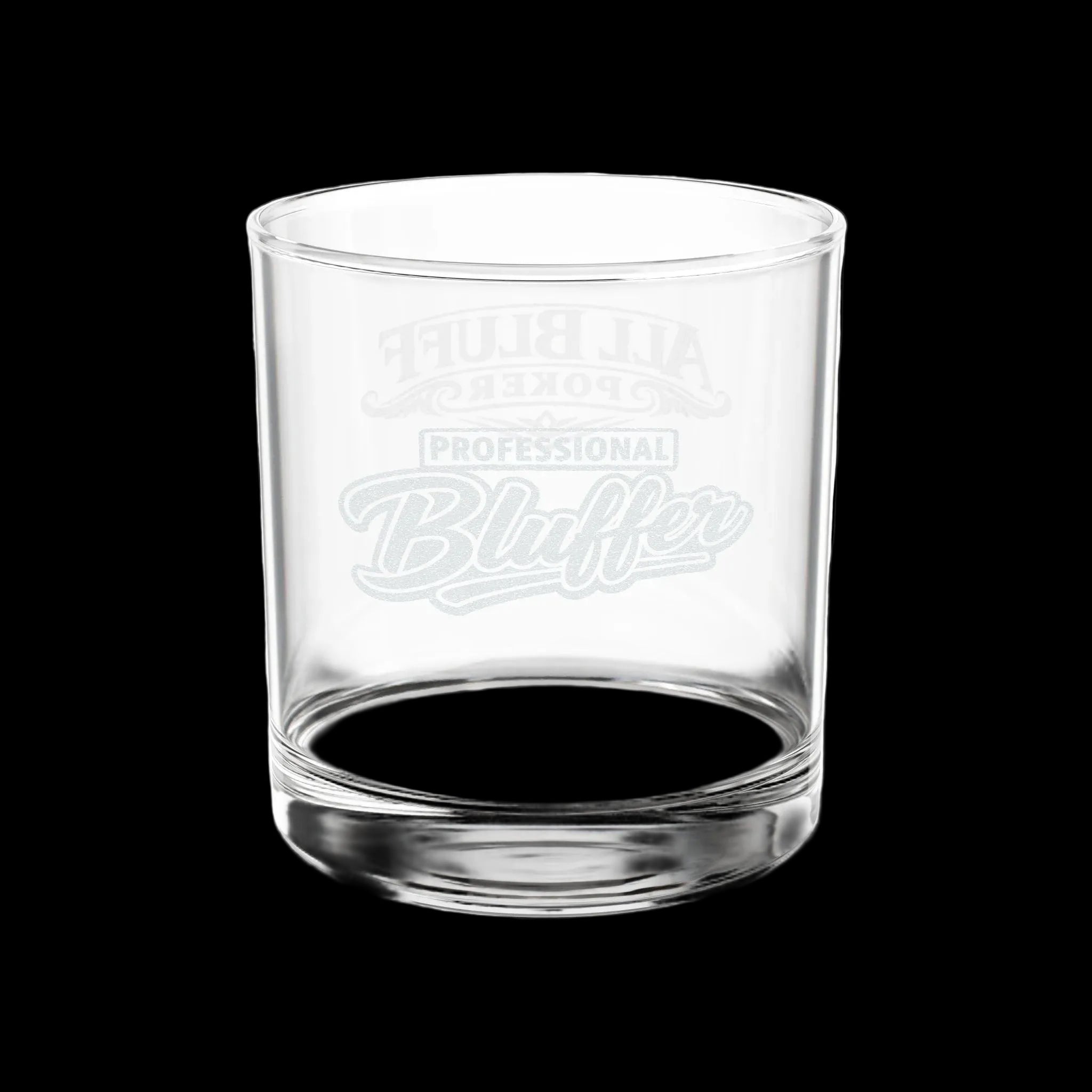 Professional Bluffer script etched lowball whiskey glass — poker gift for him ← paste into image field