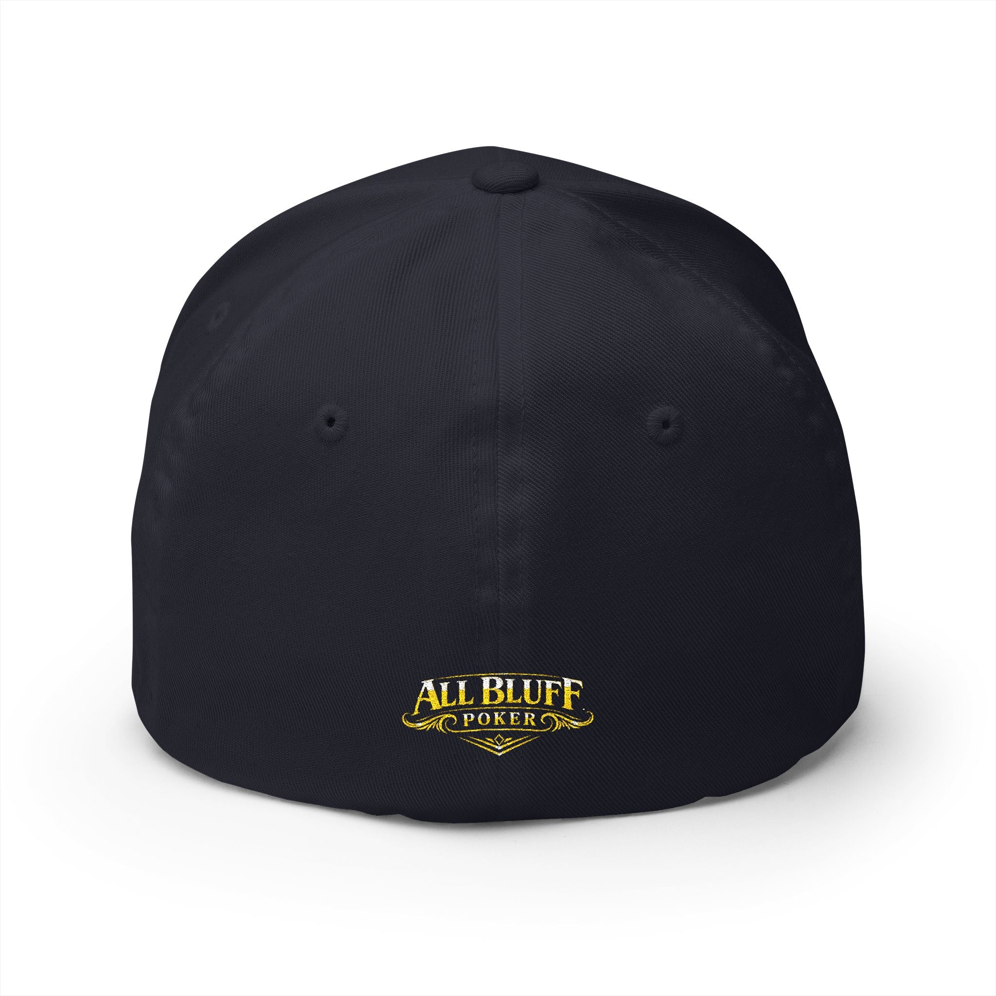 All Bluff Poker Fitted Cap in Dark Navy – Back View | All Bluff Poker