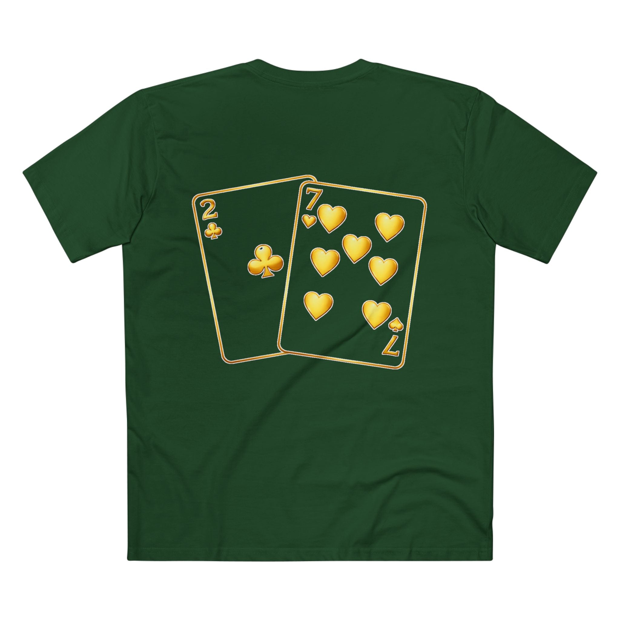7-2 Style T-Shirt in Forest Green – Back Flat Lay | All Bluff Poker