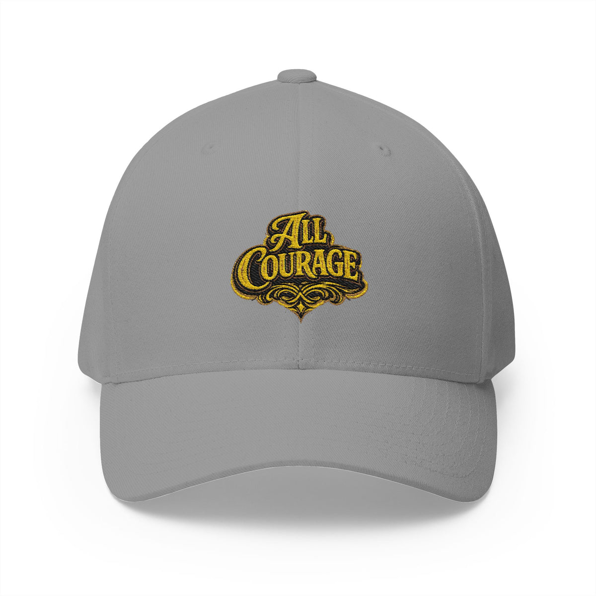 All Courage Fitted Cap in Grey – Front View | All Bluff Poker