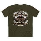 I'm a Bluffer Not a Fighter T-Shirt in Army – Back Flat Lay | All Bluff Poker