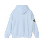 No Balls No Bluff Pullover Hoodie in Light Blue – Back Flat Lay | All Bluff Poker