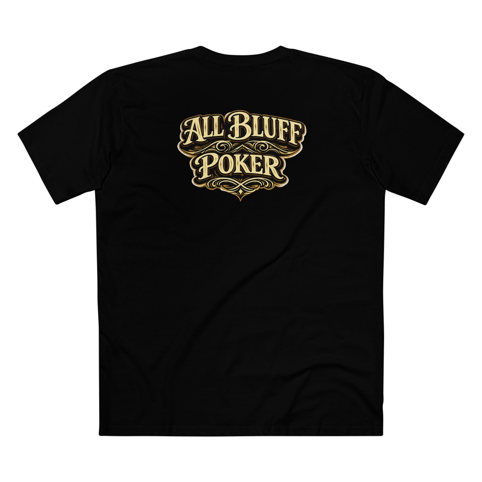 7-2 Style T-Shirt in Black – Back Flat Lay | All Bluff Poker