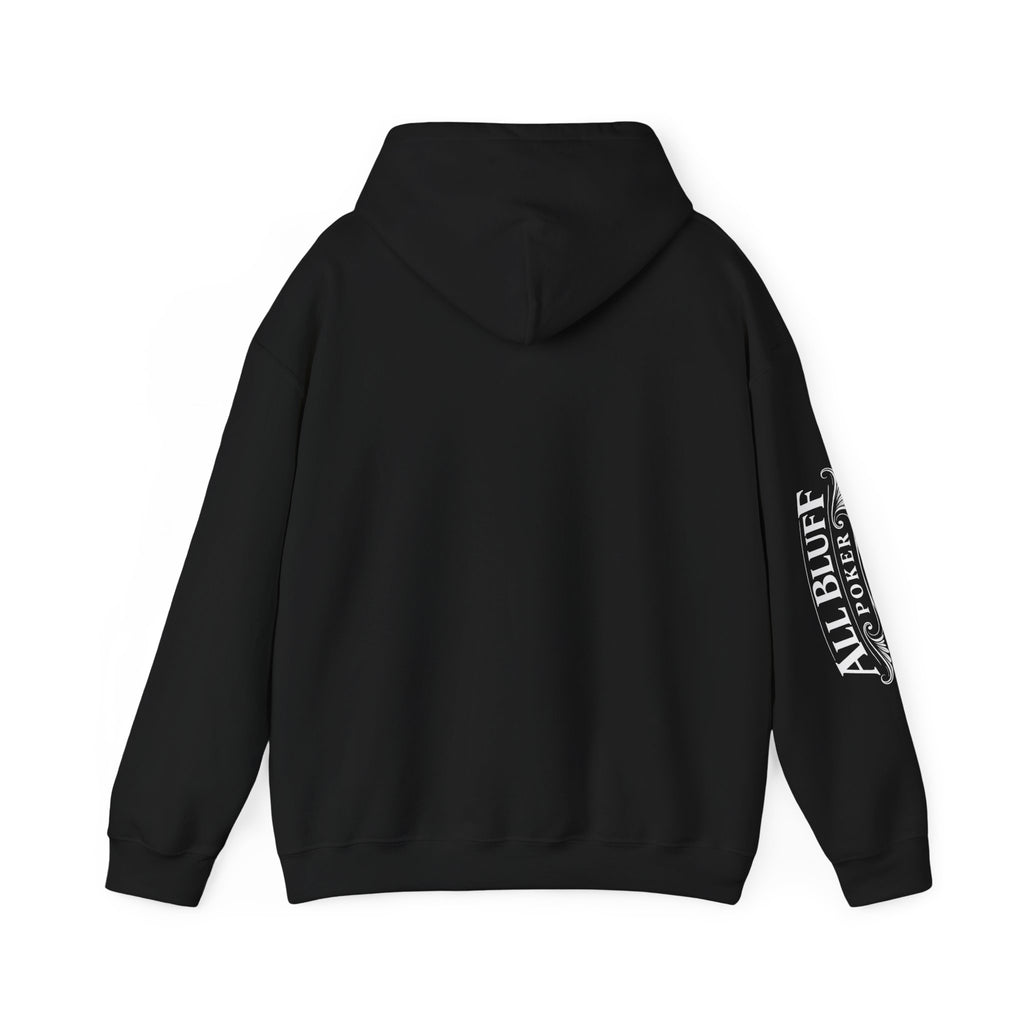 7-2 Style Pullover Hoodie in Black – Back Flat Lay | All Bluff Poker