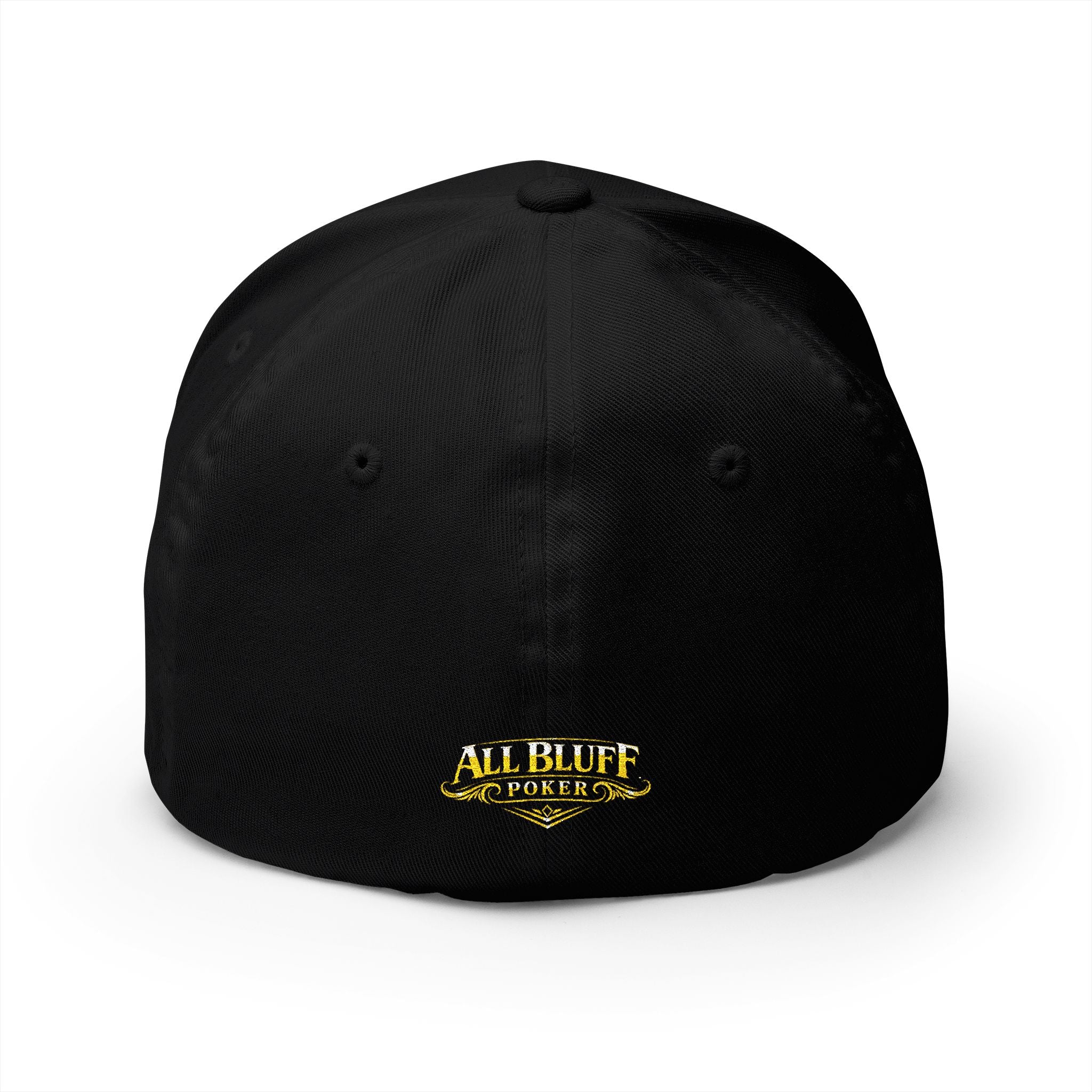 All Bluff Poker Fitted Cap in Black – Back View | All Bluff Poker