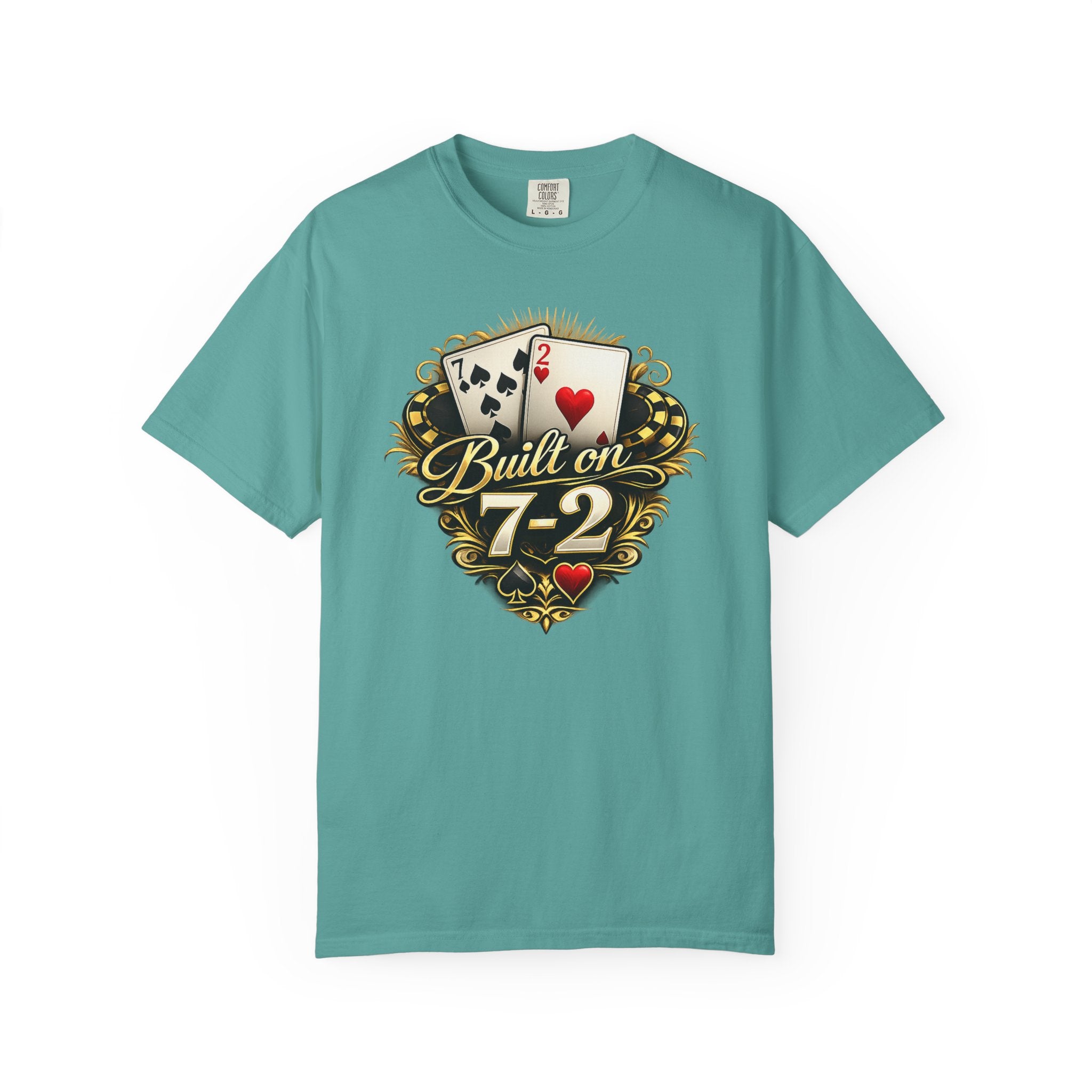 7-2 Style T-Shirt in Seafoam – Front Flat Lay | All Bluff Poker